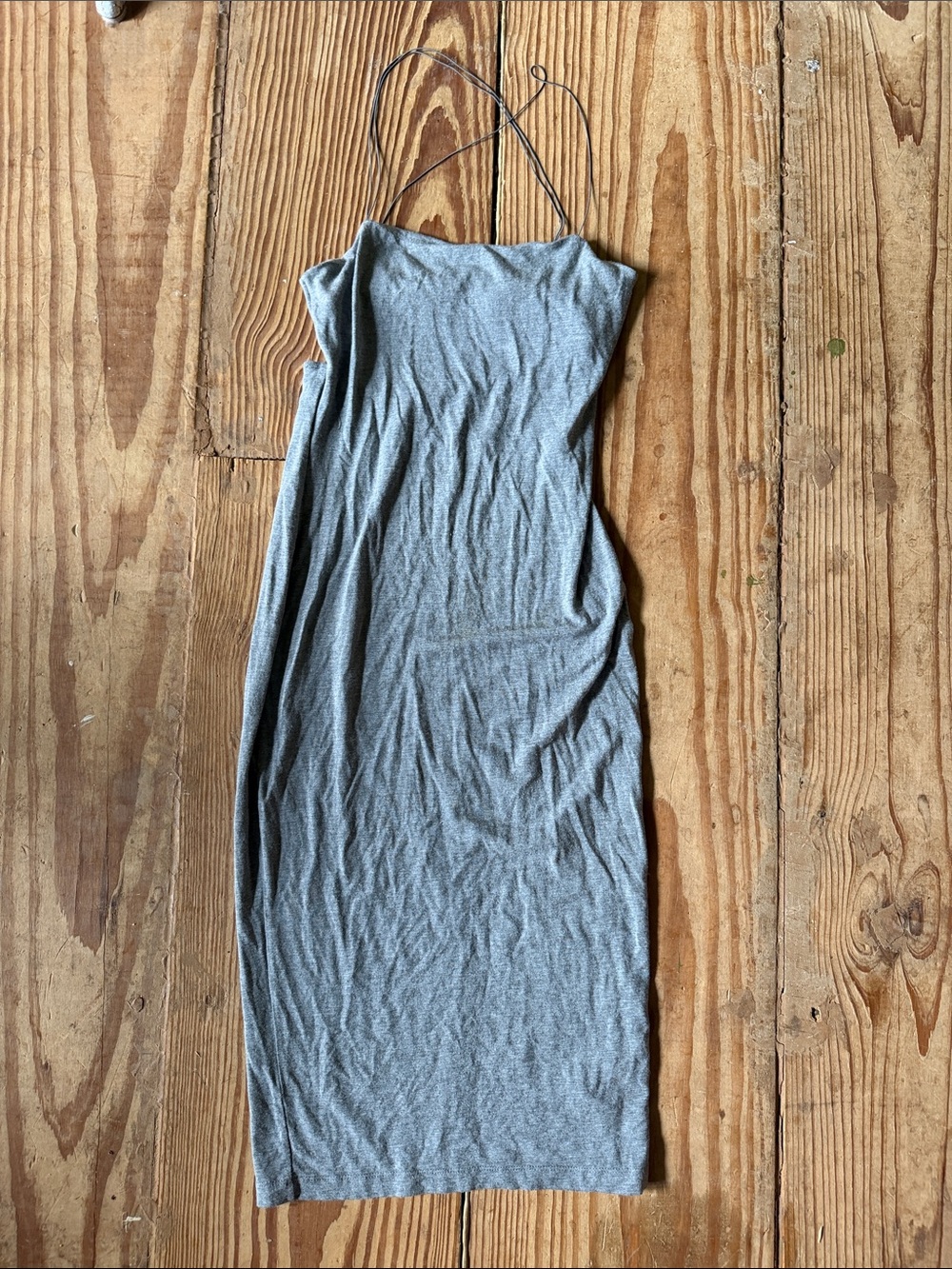 Alexander Wang Heather Gray Midi fitted Dress with Spaghetti Straps